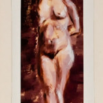 Female Nude Standing, Acrylic on Paper, 8"x15", 2009
