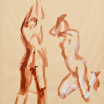Female Nudes Searching, Acrylic on Paper, 24"x36", 2009