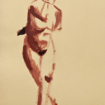 Female Nude Looking, Acrylic on Paper, 24"x36", 2009