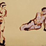 Female Nudes Looking, Acrylic on Paper, 24"x36", 2009